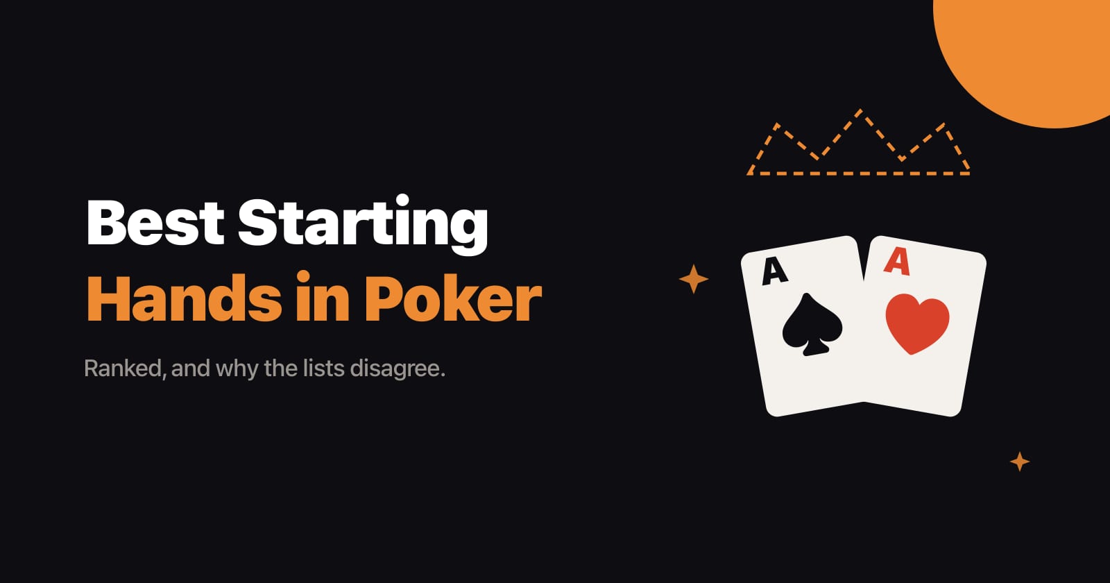 Best starting hands in poker: article title beside two face-up aces under a dashed crown.