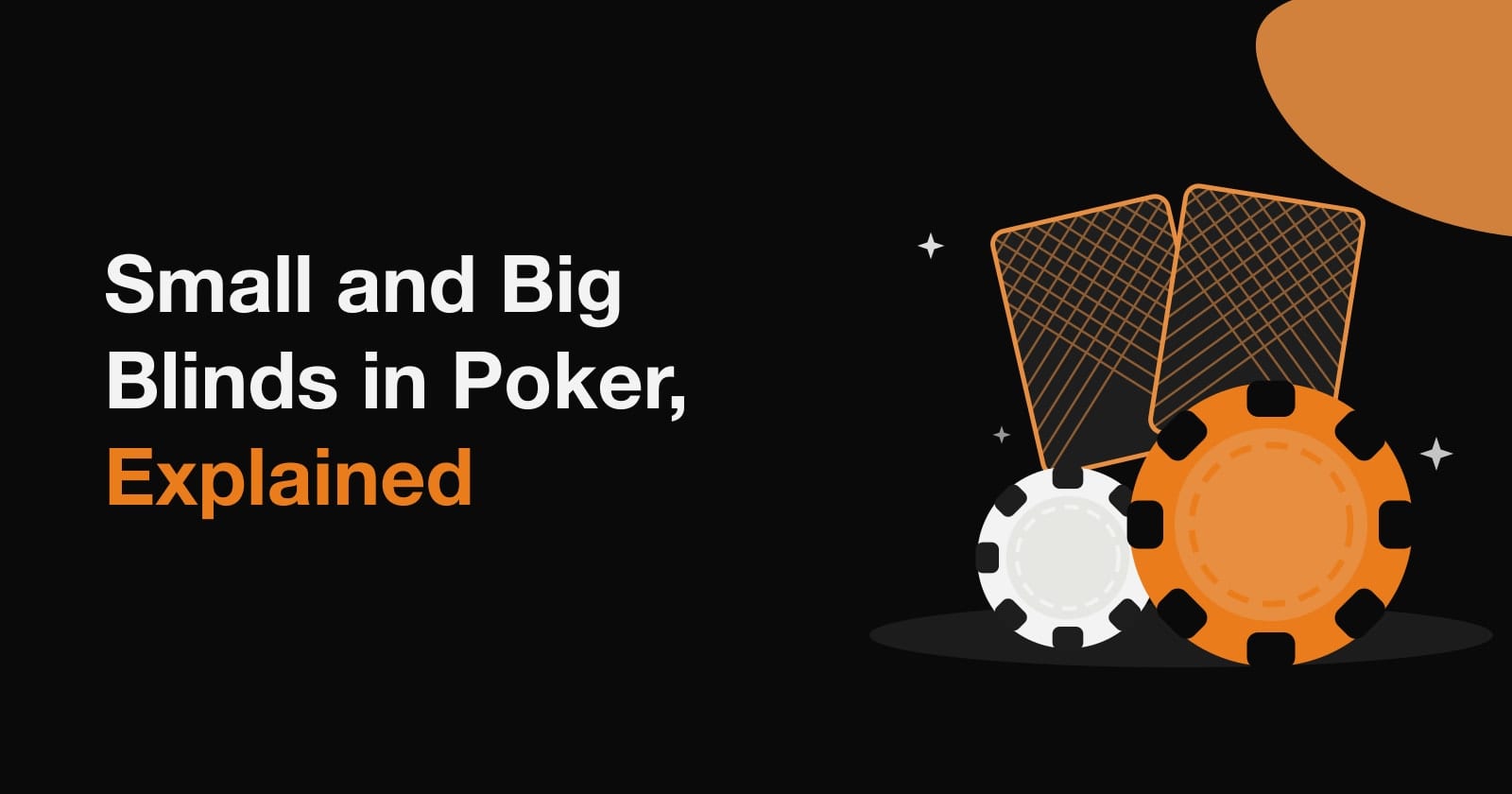 Article title beside a small white poker chip, a big orange chip and two face-down cards.